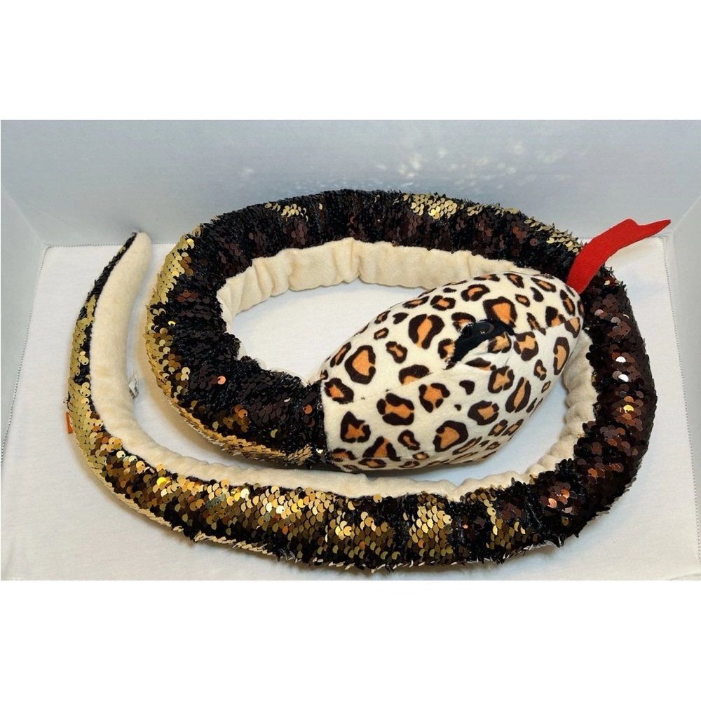 Wild Republic Snake Plush Sequin Leopard Print Serpent Stuffed Animal 56" - EUC
